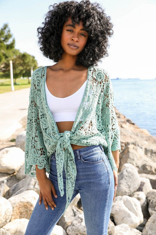 Crochet Floral Petal Kimono Wrap