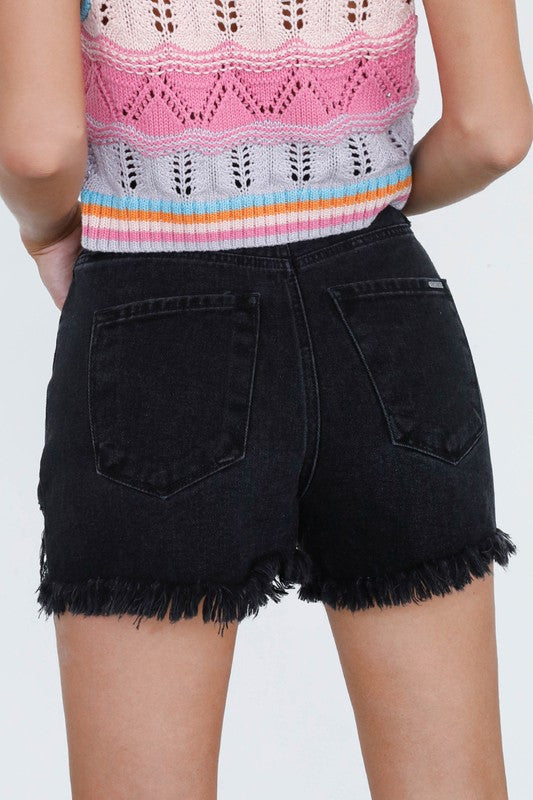 High Waist Crossover Denim Mom Shorts