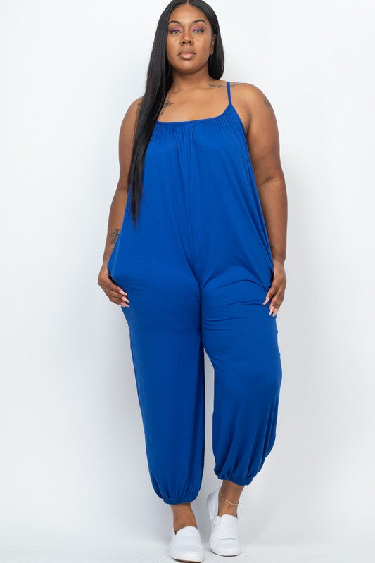 PLUS SIZE SLEEVELESS JOGGER JUMPSUIT