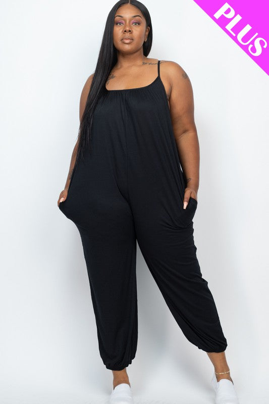 PLUS SIZE SLEEVELESS JOGGER JUMPSUIT