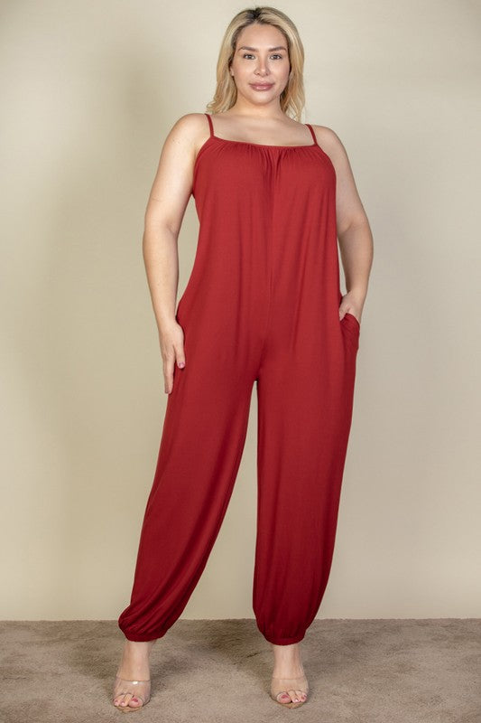 PLUS SIZE SLEEVELESS JOGGER JUMPSUIT