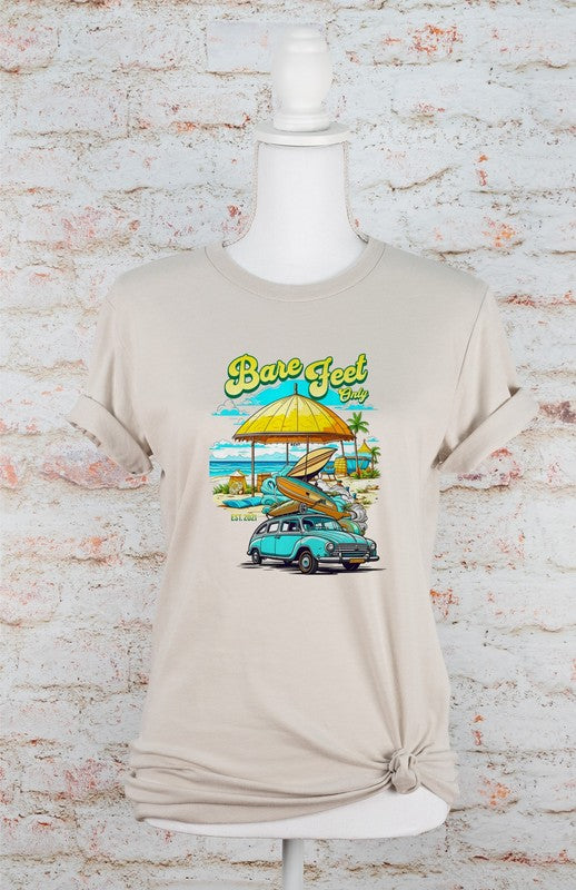 Bare Feet Only Beach Scene Graphic Tee