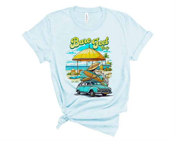 Bare Feet Only Beach Scene Graphic Tee