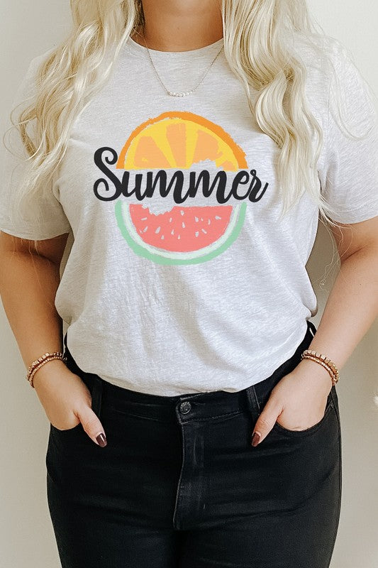 Summer Fruit Slices Watermelon Orange Graphic Tee