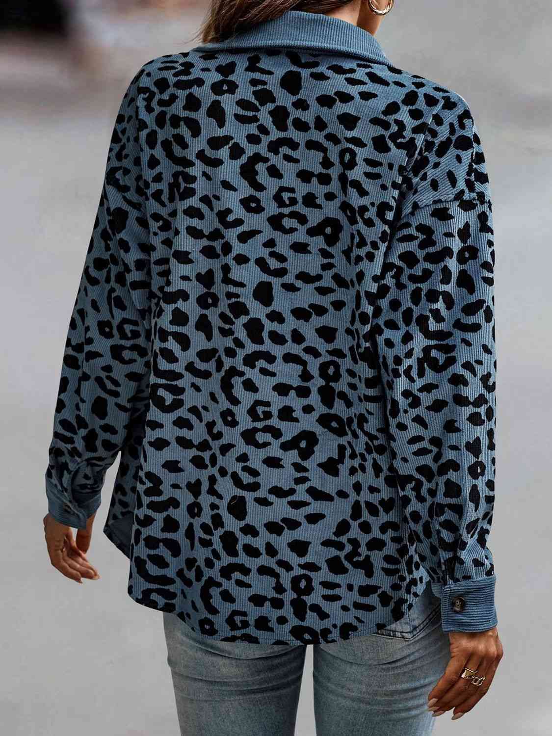 Full Size Leopard Buttoned Jacket