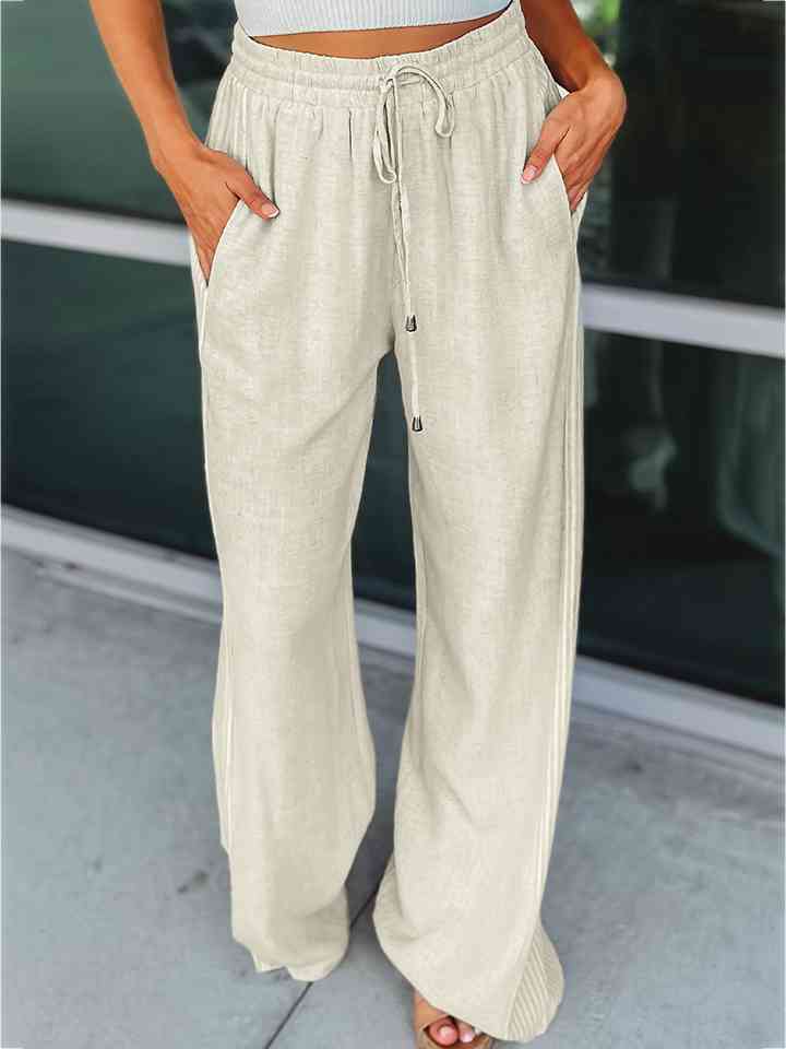 Drawstring Wide Leg Pants