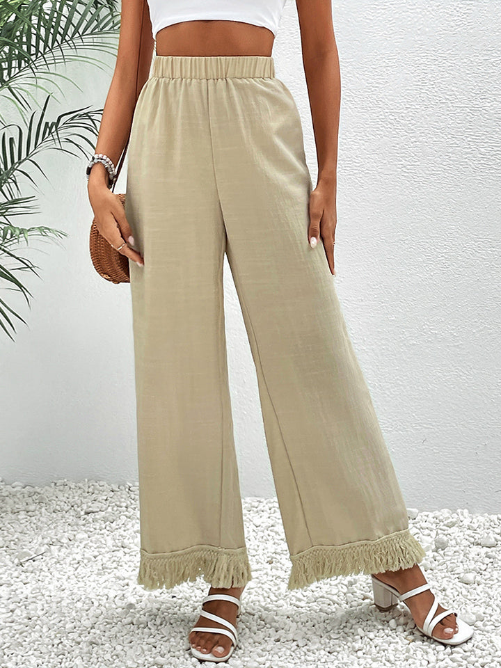 Fringe Detail Wide Leg Pants