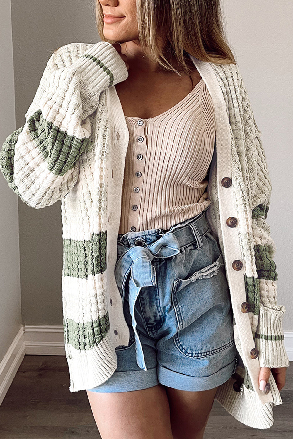 Striped Button Down Cardigan